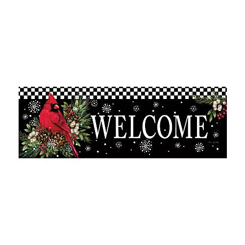 CARDINAL PINE CONE Signature Sign™ Winter Welcome Yard Sign - 15" x 5"