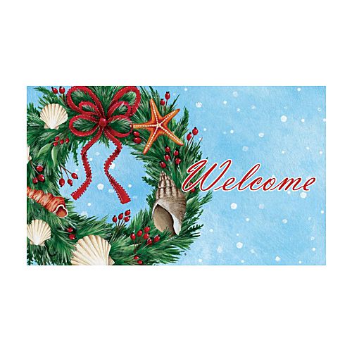 5487M_Seashell-Wreath-indoor-outdoor-Christmas-doormat-30-x-18