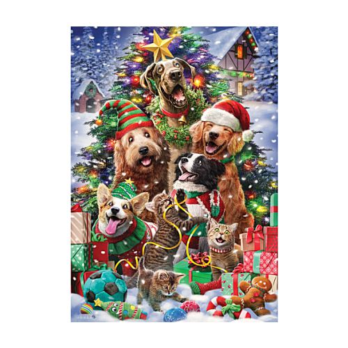 5490FM_Cats-And-Dogs-Tree-garden-size-Christmas-flag-12-x-18