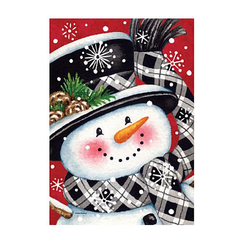 5494FM_Black-and-Red-Snowman-garden-size-winter-flag-12-x-18