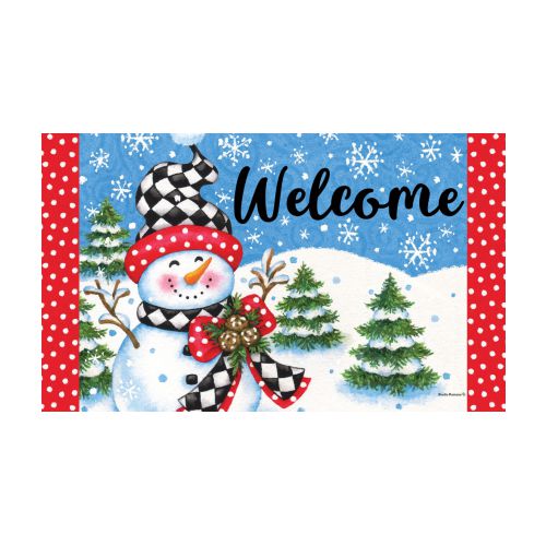 5495M_Checkered-Snowman-indoor-outdoor-winter-doormat-30-x-18