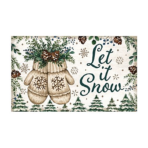 MITTENS AND PINECONES Indoor/Outdoor, Let It Snow Doormat