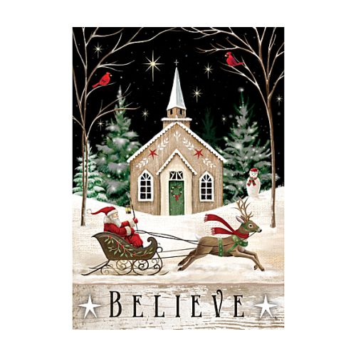 5499FM_Church-and-Sleigh-garden-size-inspirational-Christmas-flag-12-x-18