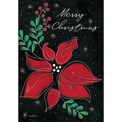 5503FL_Poinsettias-On-Black-standard-size-Christmas-flag-28-x-40