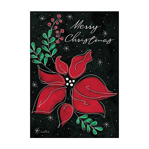 5503FM_Poinsettias-On-Black-garden-size-Christmas-flag-12-x-18