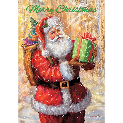 SANTA ON GOLD Standard Size, Christmas Flag - 28" x 40"