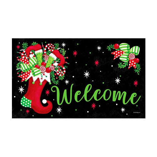 JOLLY STOCKING Indoor/Outdoor Christmas Welcome Doormat