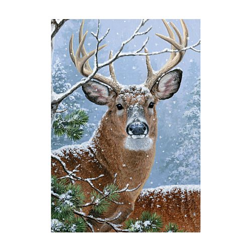 5512FM_Winter-Whitetail-garden-size-winter-deer-flag-12-x-18