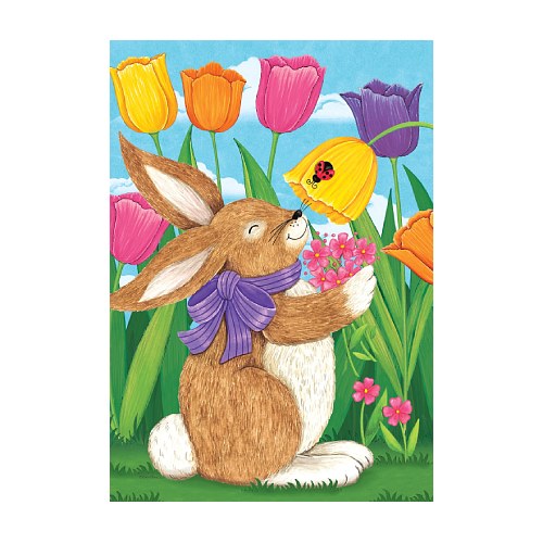 TULIP BUNNY Garden Size, Easter Flag - 12" x 18"