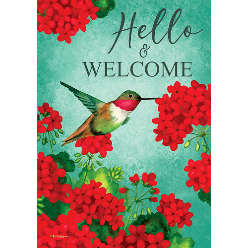 5600FL_Hummingbird-Geranium-standard-size-hello-and-welcome-flag