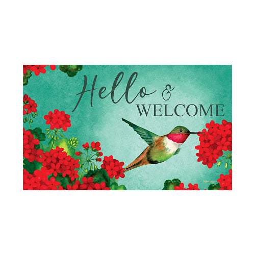 5600M_Hummingbird-Geranium-indoor-outdoor-hello-and-welcome-doormat