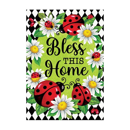 5611FM_Ladybug-Diamond-garden-size-Bless-This-Home-flag-12-x-18