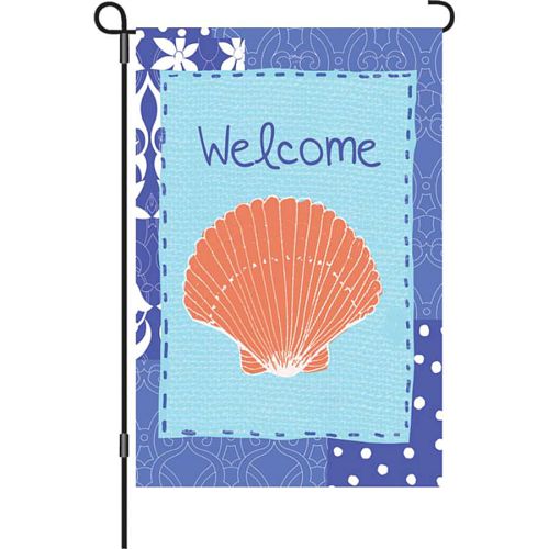 COASTAL SHELL Garden Size Seashell Welcome Flag - 12
