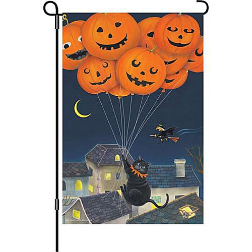 56202_Black-Cat-With-Balloons-garden-size-Halloween-flag-12-x-18