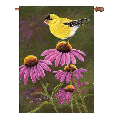 57151_Goldfinch-On-Coneflower-standard-size-finch-flag-28-x-40