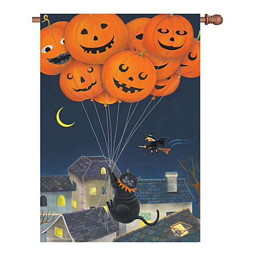 57202_Black-Cat-With-Balloons-standard-size-Halloween-flag-28-x-40