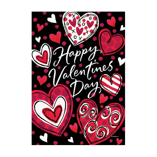 BLACK AND RED HEARTS Garden Size, Valentine's Day Flag - 12" x 18" Custom Decor