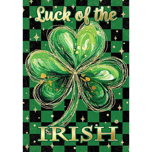 Happy St. Patrick's Day Flag 3x5ft - Ireland Shamrocks, 100D Polyester (Trade Winds)