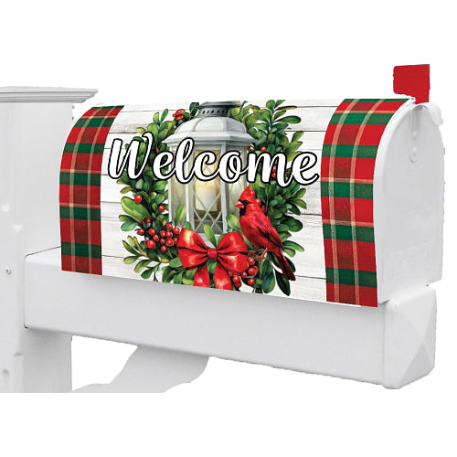 CARDINAL LANTERN Oversized, Christmas Welcome Mailbox Cover - Wind Sensations