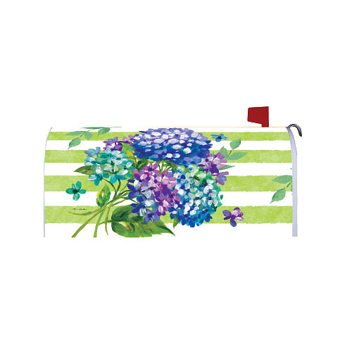 STRIPED HYDRANGEAS Magnetic, Floral Mailbox Cover Custom Decor