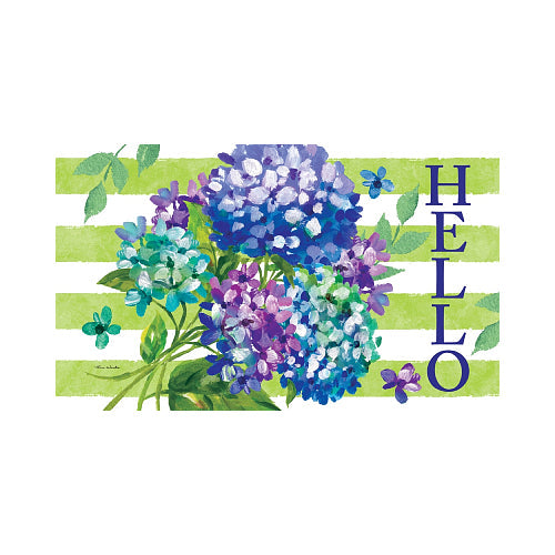 STRIPED HYDRANGEAS Indoor/Outdoor, Hello Doormat Custom Decor
