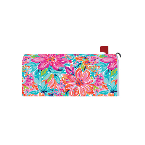 Colorful watercolor floral-patterned mailbox cover