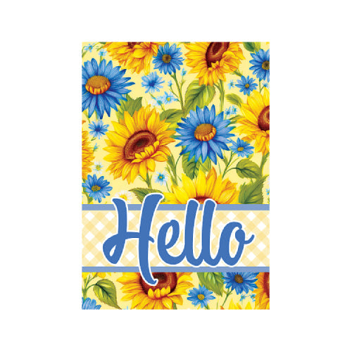 SUNFLOWERS AND DAISIES Garden Size, 'Hello' Flag from Custom Decor