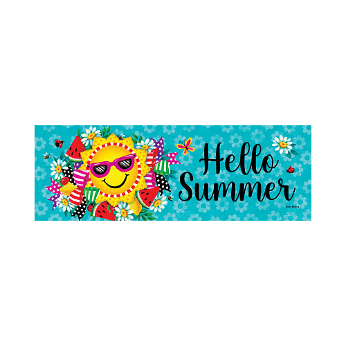Hello Summer Signature Sign by Custom Decor featuring a colorful seasonal summer design for porch, garden, and entryway décor.