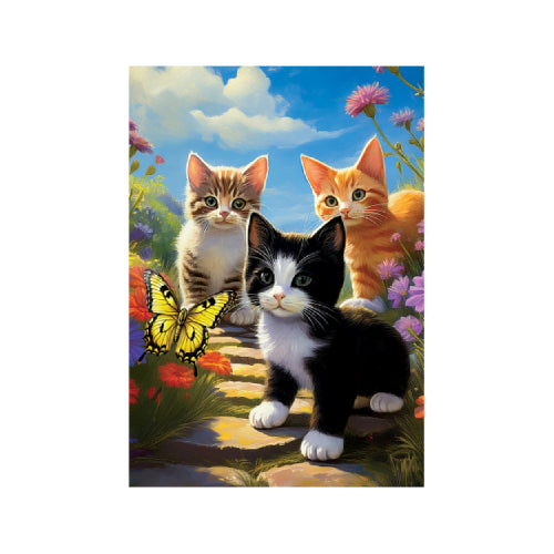 KITTENS AND BUTTERFLIES Garden Size Flag - 12" x 18" Custom Decor