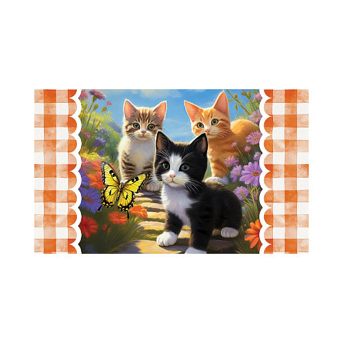 KITTENS AND BUTTERFLIES Indoor/Outdoor Doormat Custom Decor