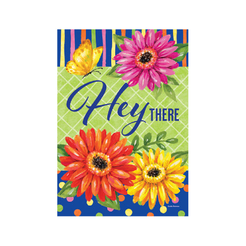 5858FM_Bold-Gerberas-garden-size-"Hey-There"-flag-12-x-18