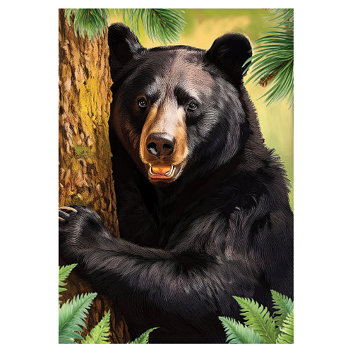 BLACK BEAR HUG Standard Size, Wildlife Flag - 28" x 40" Custom Decor