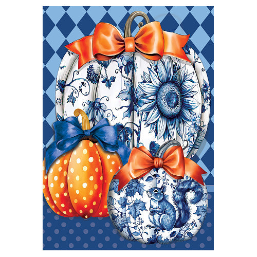 CHINOISERIE PUMPKINS TRIO Standard Size Fall Flag Custom Decor