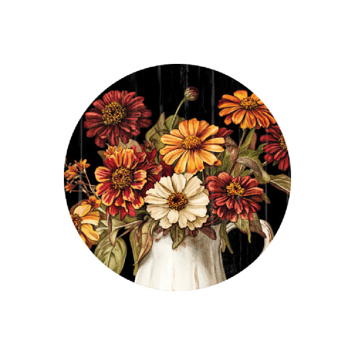 Vintage Fall Flowers 8 inch translucent PVC window suncatcher