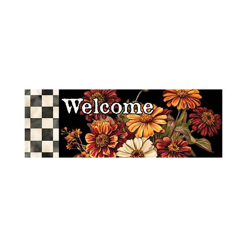Vintage Fall Flowers Fall Signature Sign yard sign with zinnias and Welcome greeting