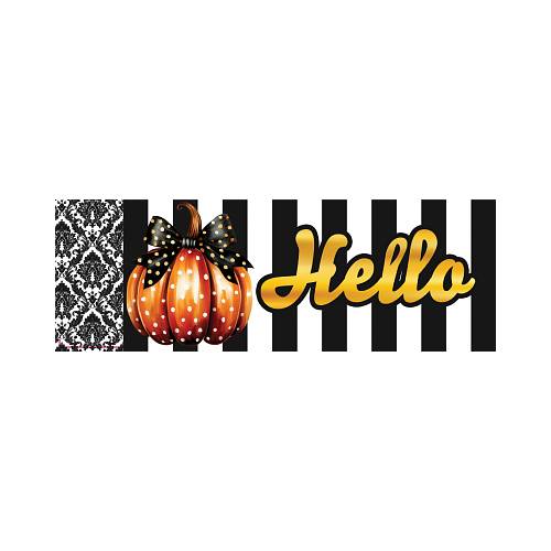 Elegant Pumpkin polka-dot Fall Signature Sign yard sign with black bow and Hello greeting