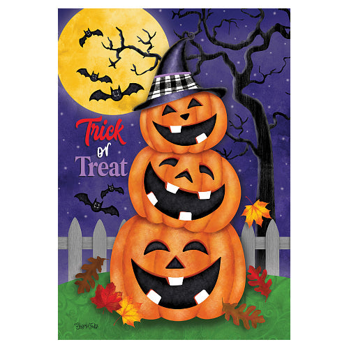 Halloween Stack standard-size Halloween flag with stacked jack-o'-lanterns design