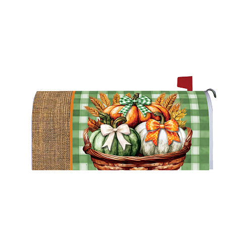 Pumpkin Bows Basket magnetic mailbox cover with pumpkin and bow design