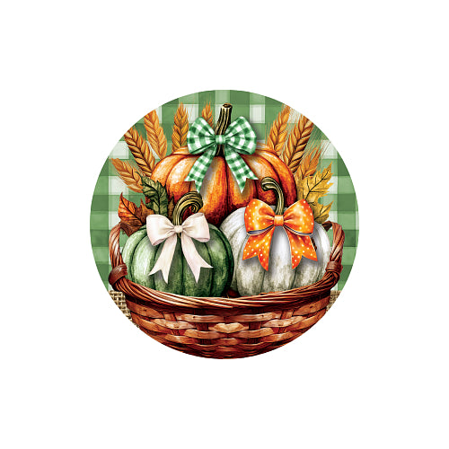 Pumpkin Bows Basket 8 inch translucent PVC window suncatcher