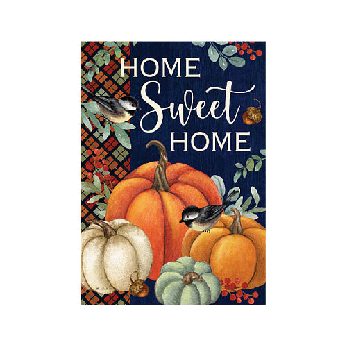PUMPKIN HOME Garden Size Fall 'Home Sweet Home' Flag - 12" x 18" Custom Decor