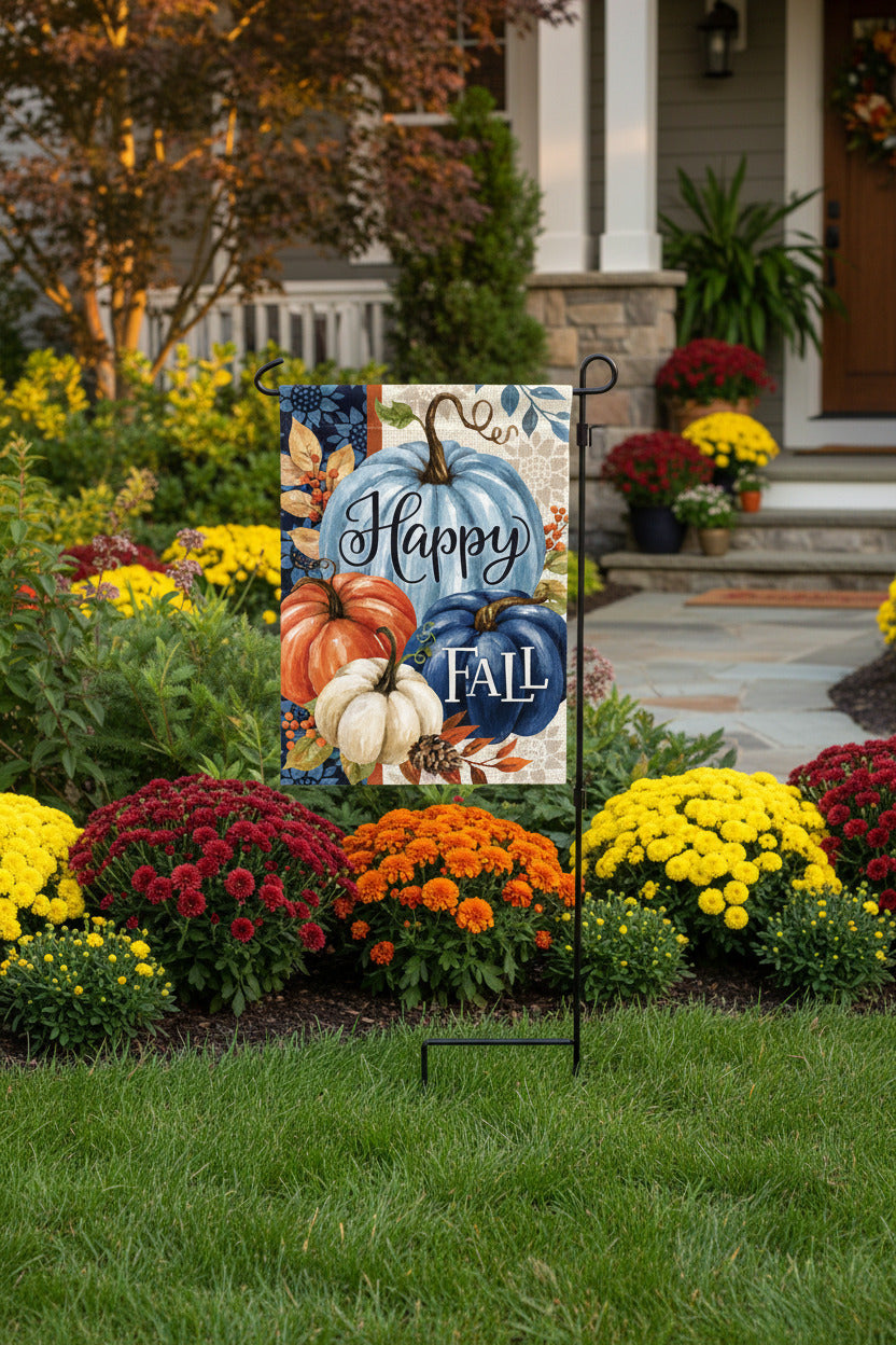5958FM_Pumpkin-Blues-garden-size-Happy-Fall-flag-in-front-yard
