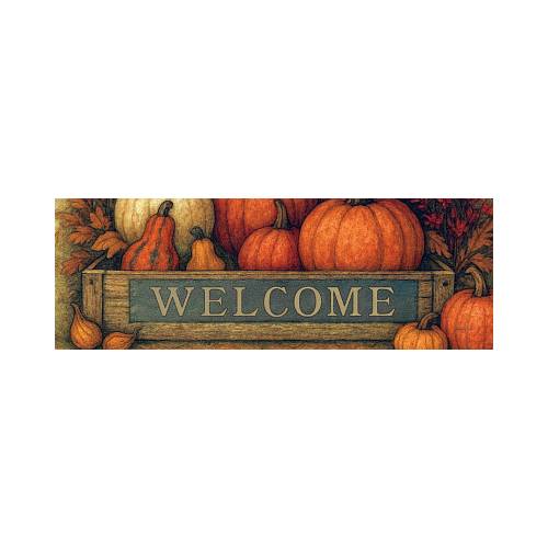 Rustic Pumpkins Welcome Signature Sign PVC yard sign with harvest pumpkins and gourds