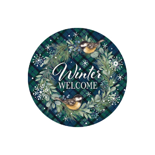 Chickadee Wreath 8 inch translucent PVC window suncatcher
