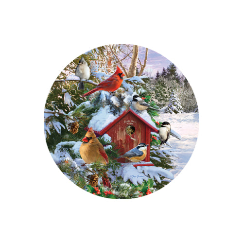 Winter Birds 8 inch translucent PVC window suncatcher