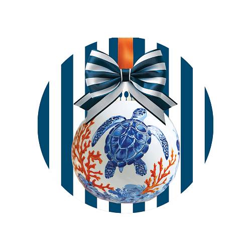5973SC_Coastal-Ornament-8inch-translucent-Christmas-suncatcher featuring a sea turtle ornament