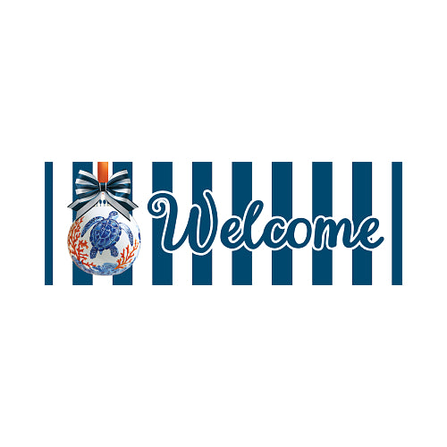 Coastal Ornaments Signature Sign Christmas yard sign with sea turtle and Welcome text