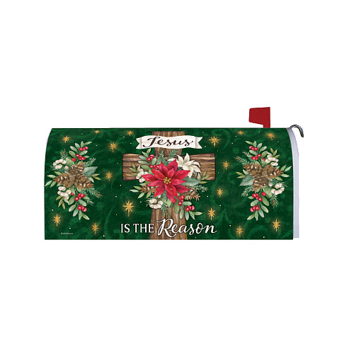 POINSETTIA CROSS Christmas Mailbox Cover