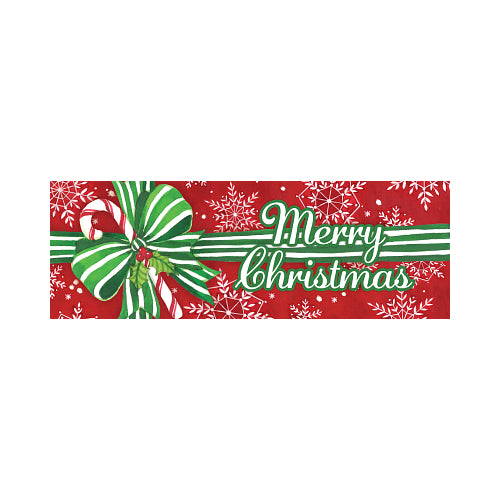 Pretty Present Christmas Signature Sign yard sign with red gift-wrap design, 15 x 5 inches