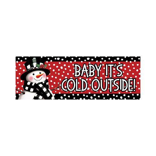 Checkered Snowman buffalo check yard sign reading Baby It's Cold Outside