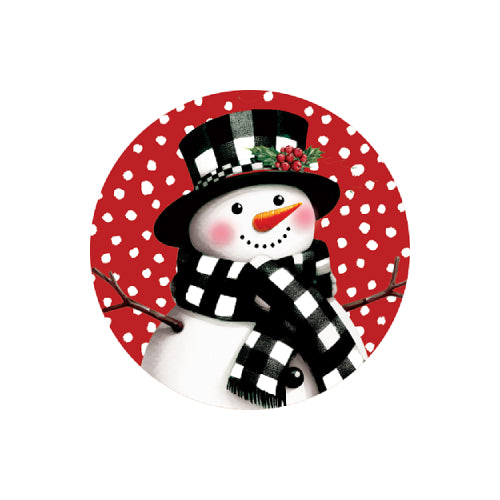 Checkered Snowman 8 inch translucent PVC window suncatcher